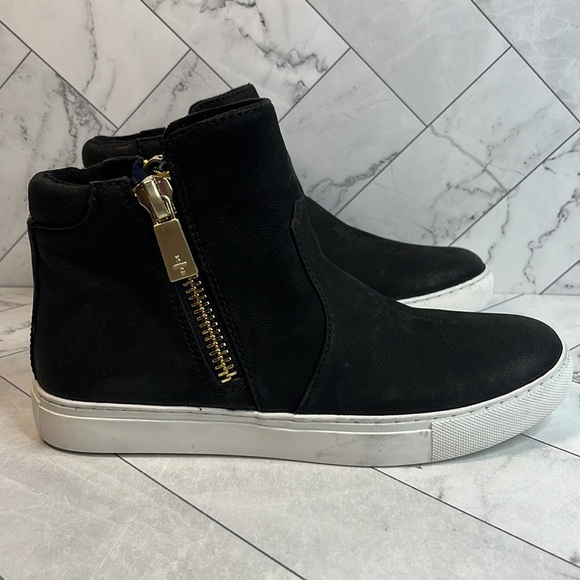 NWT Kenneth Cole New York Womens Kiera Black Zipper Slip On Leather Sneakers 6M - Picture 6 of 9
